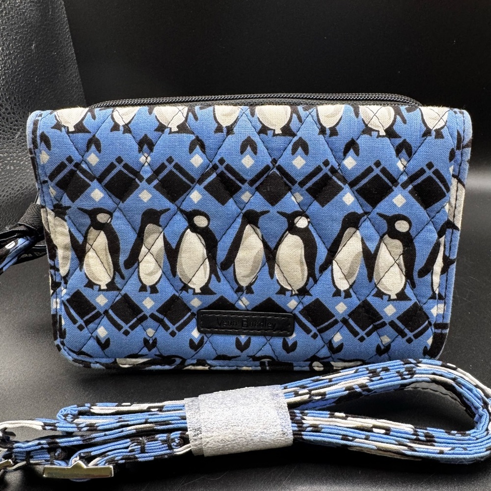 Vera Bradley Blue Playful Penguin Patterned wristlet Women's Bag